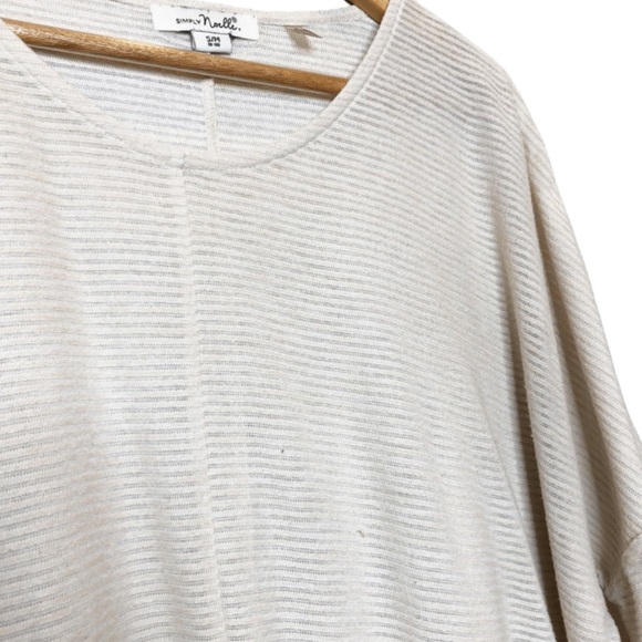 Simply Noelle Cream Striped V-Neck 3/4 Sleeve Tunic Top with Pockets Women's S/M - Picture 3 of 16